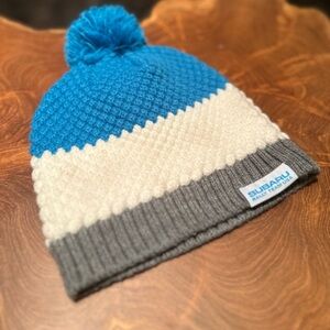 Subaru blue/cream/grey knit hat